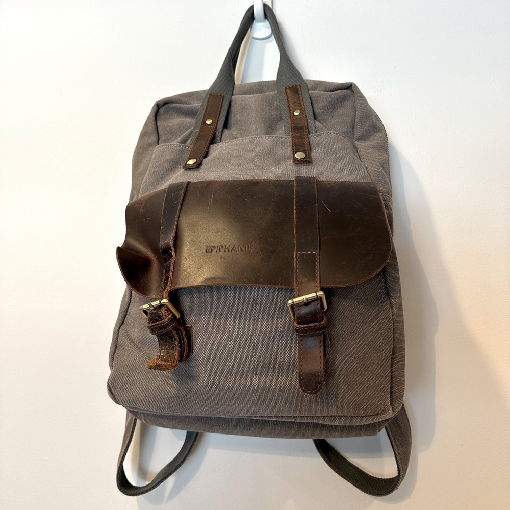 Epiphanie Savannah Leather/ Canvas Backpack